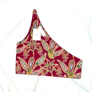 NWT Baiia Paisley Sangria Pink Reversible One Shoulder Bikini Top Swimsuit US 18